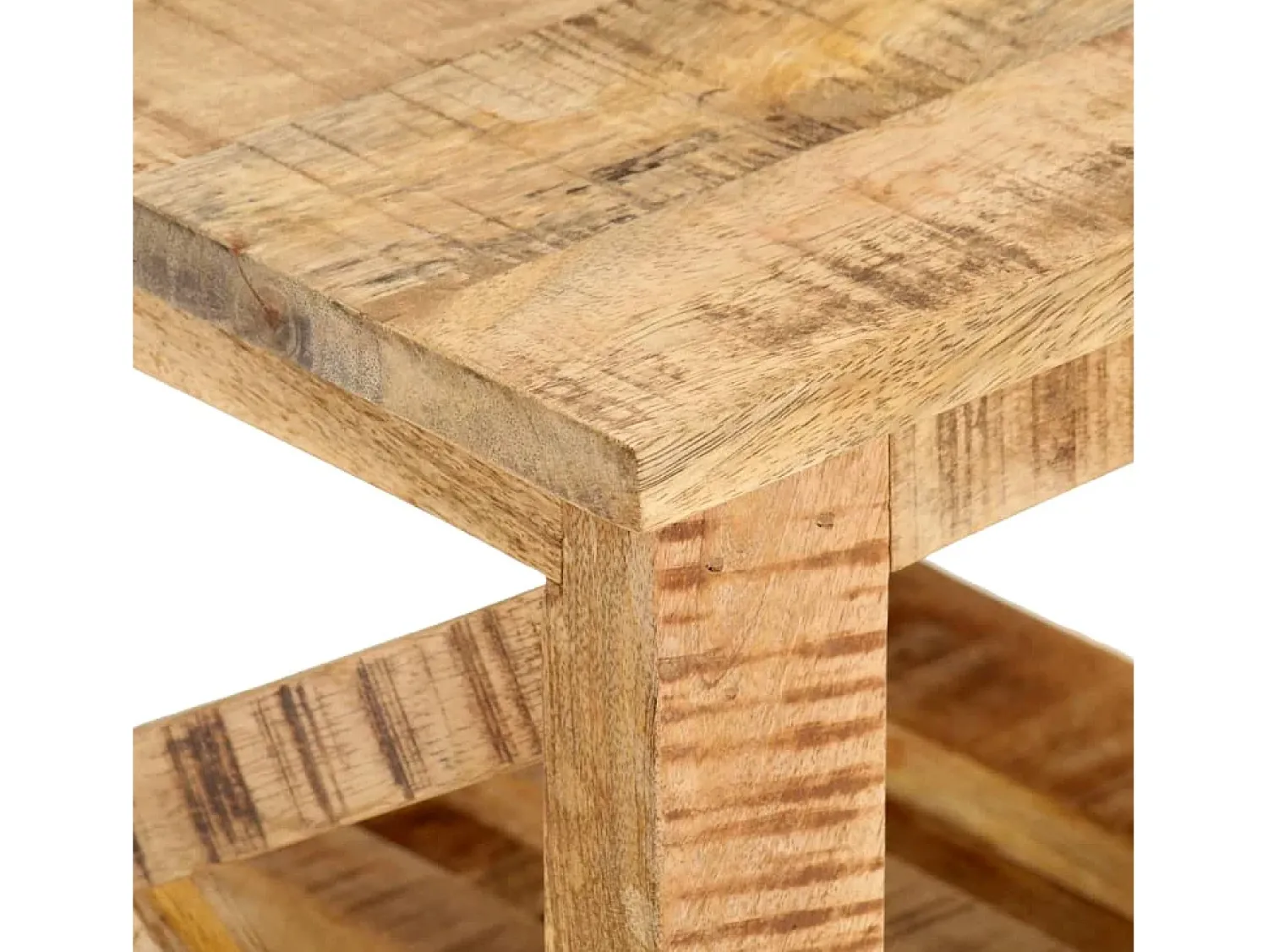 Mesa De Apoio*vidaxl Mesa de apoio c/ rodas 40x40x42 cm madeira de mangueira áspera Natural claro