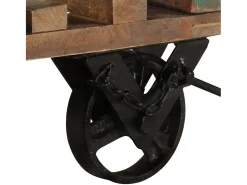 Clearance vidaxl Mesa de apoio c/ rodas 40x40x42 cm madeira recuperada maciça Castanho