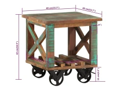 Clearance vidaxl Mesa de apoio c/ rodas 40x40x42 cm madeira recuperada maciça Castanho