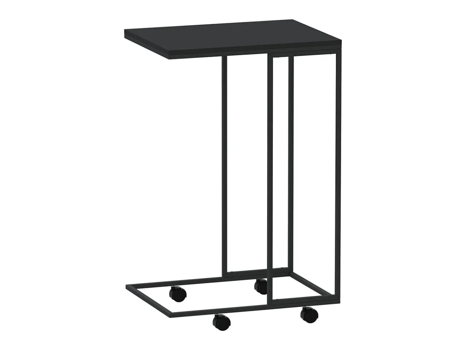 Mesa de apoio c/ rodas 40x30x63,5cm derivados de madeira preta PT394404^ Mesa De Apoio