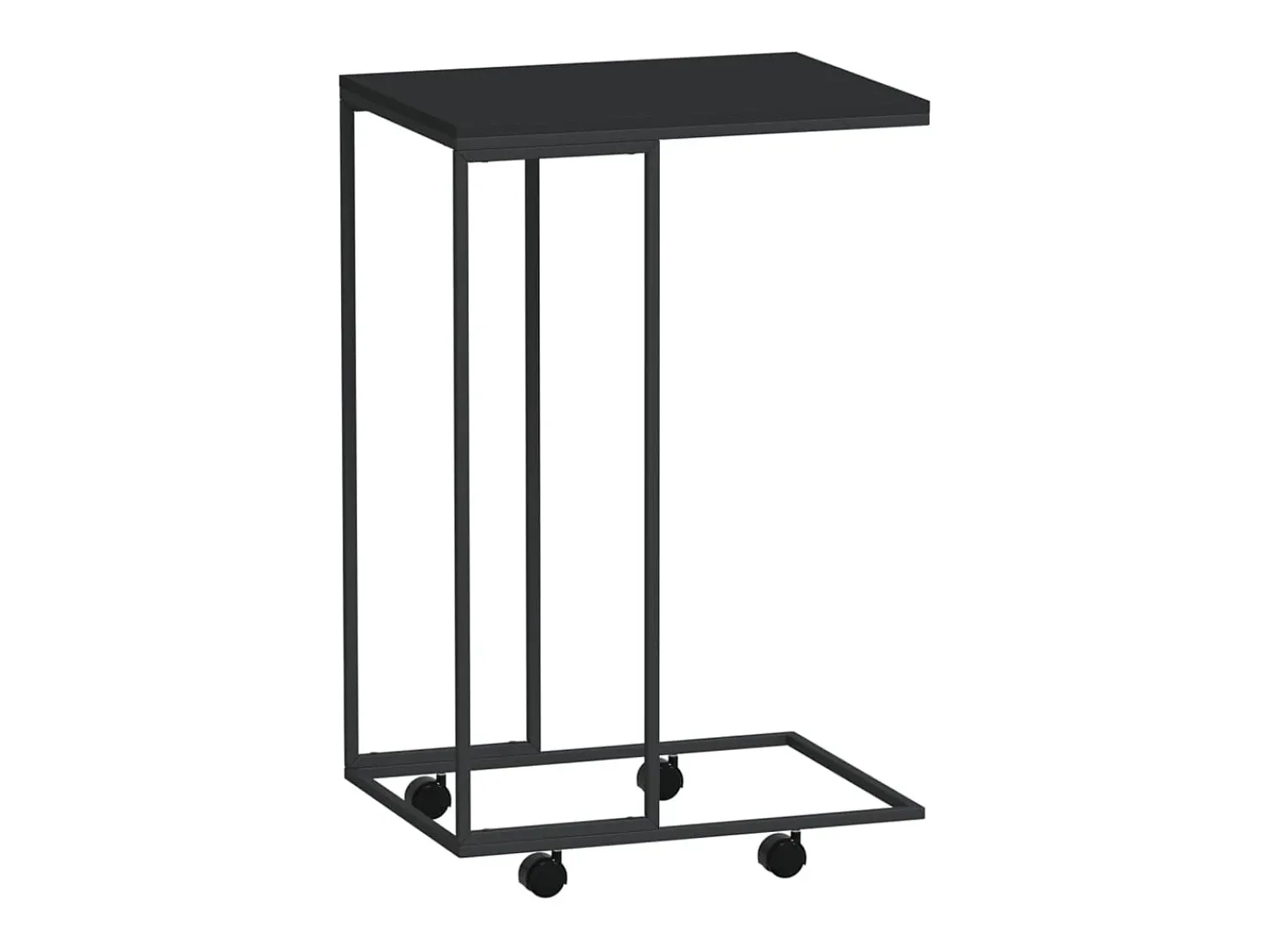 Mesa de apoio c/ rodas 40x30x63,5cm derivados de madeira preta PT394404^ Mesa De Apoio
