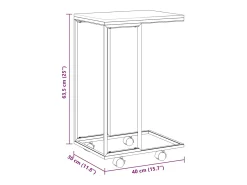 New vidaxl Mesa de apoio c/ rodas 40x30x63,5cm derivados de madeira preta Preto
