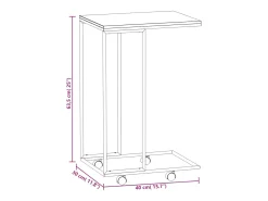 Mesa De Apoio*vidaxl Mesa de apoio c/ rodas 40x30x63,5cm derivados de madeira preta Preto