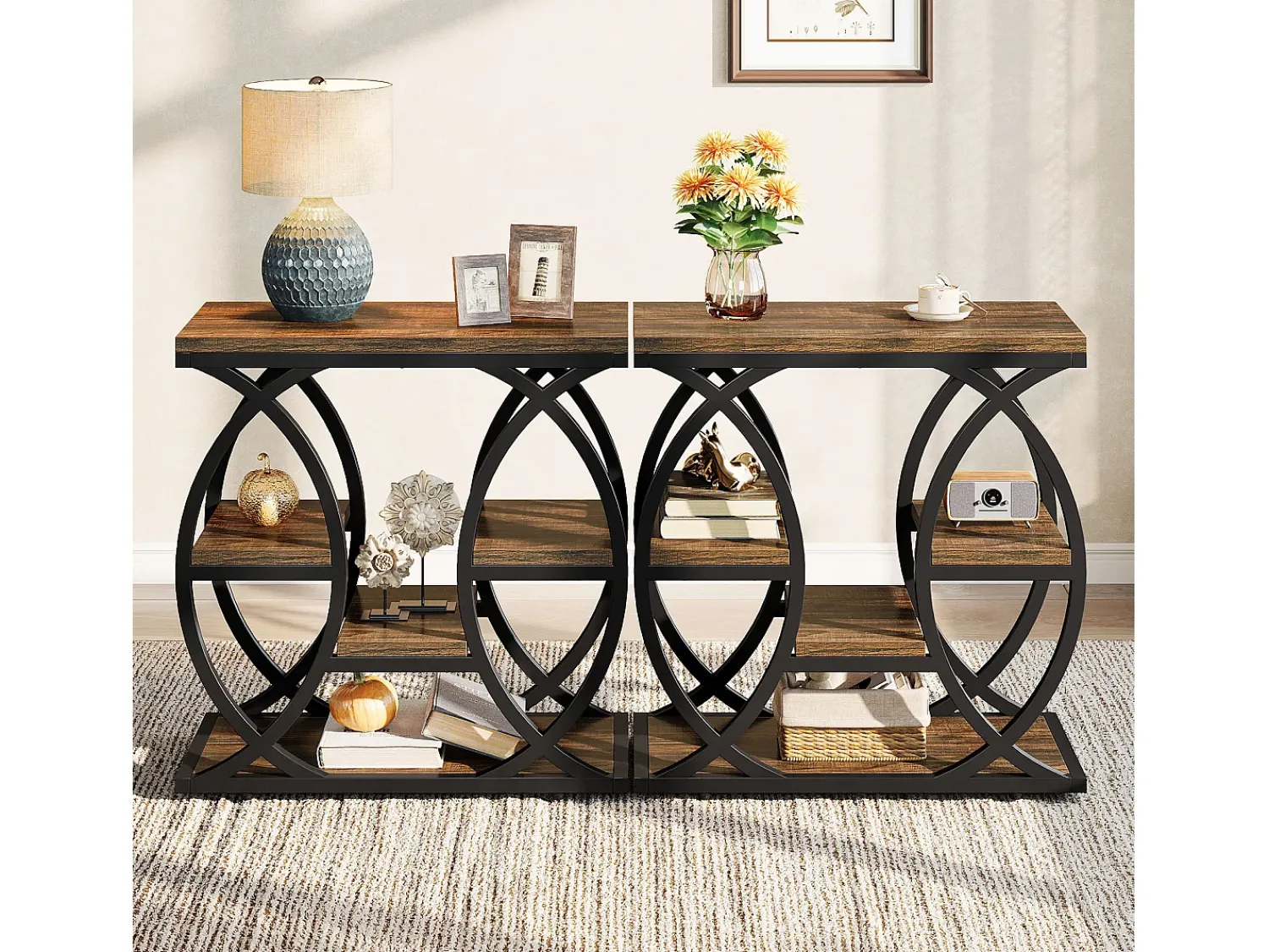 Tribesigns Mesa de apoio com 4 andares, mesa de cabeceira estreita de 60 cm com armazenamento para sala, quarto de dormir, entrada^ Mesa De Apoio