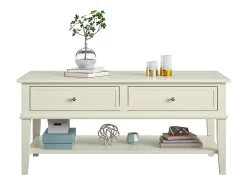 Mesa De Centro|Dorel Home Mesa de apoio com 2 gavetas em MDF cor-de-rosa Branco