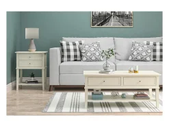 Mesa De Centro|Dorel Home Mesa de apoio com 2 gavetas em MDF cor-de-rosa Branco