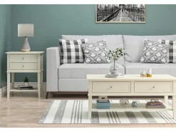 Mesa De Centro|Dorel Home Mesa de apoio com 2 gavetas em MDF cor-de-rosa Branco