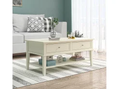 Mesa De Centro|Dorel Home Mesa de apoio com 2 gavetas em MDF cor-de-rosa Branco