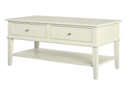 Mesa De Centro|Dorel Home Mesa de apoio com 2 gavetas em MDF cor-de-rosa Branco