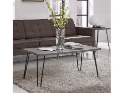 Mesa De Centro|Dorel Home Mesa de apoio com 2 gavetas em MDF branco Cinzento