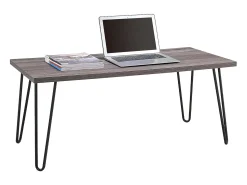 Mesa De Centro|Dorel Home Mesa de apoio com 2 gavetas em MDF branco Cinzento