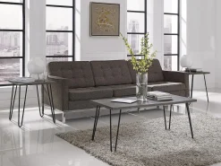 Mesa De Centro|Dorel Home Mesa de apoio com 2 gavetas em MDF branco Cinzento