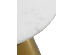 Mesa de apoio com base em metal e tampo em mármore branco^ Mesa De Apoio