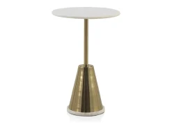 Online Mesa de apoio com base em metal e tampo em mármore branco Dourado