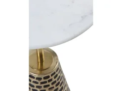 Mesa de apoio com base em metal antigo e tampo em mármore branco^ Mesa De Apoio