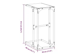 Mesa De Apoio*vidaxl Mesa de apoio com vidro 40x30x61,5 cm aço Preto