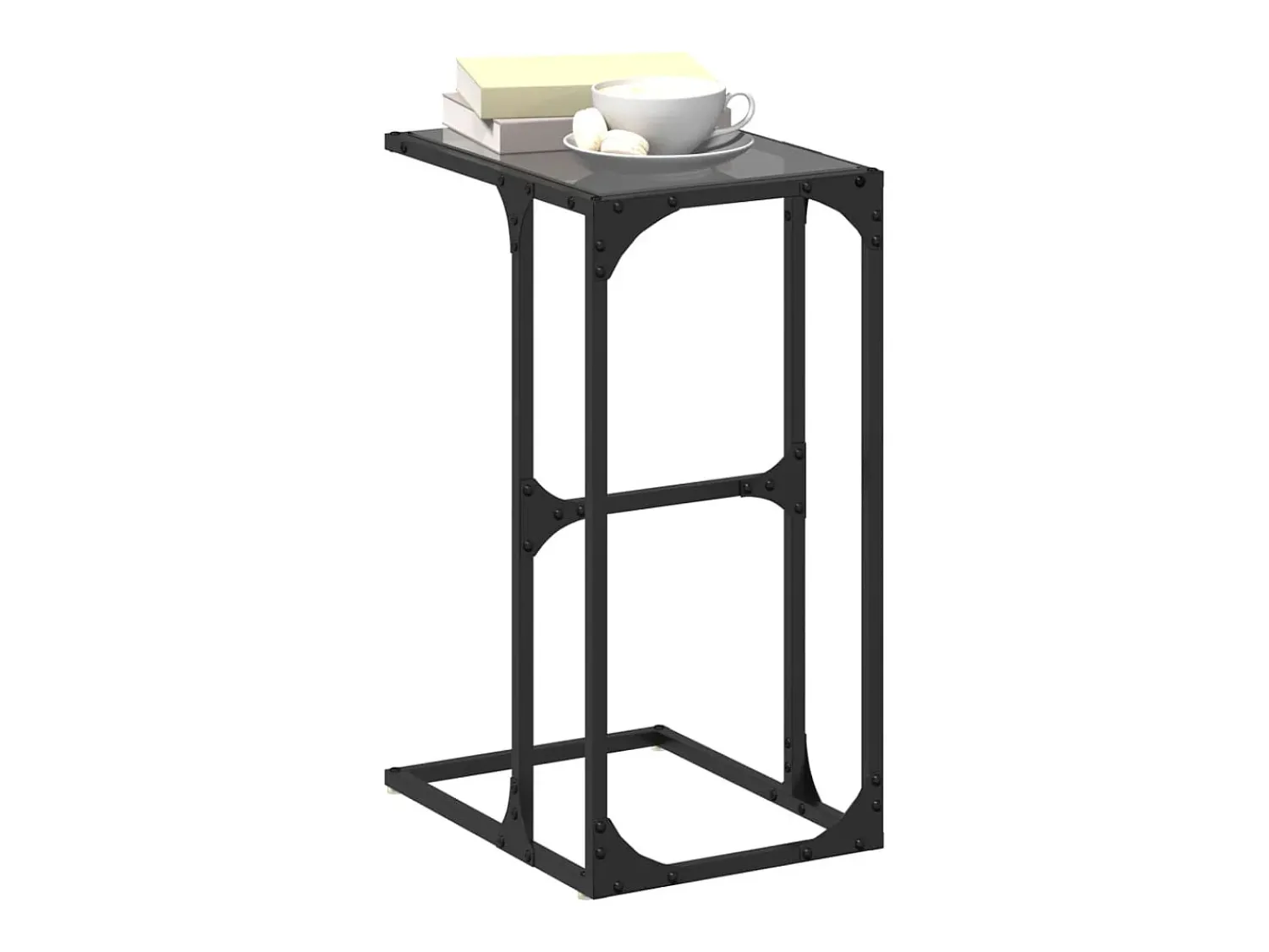 Outlet Mesa de apoio com vidro 40x30x61,5 cm aço PT263706 Preto