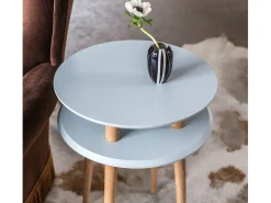Mesa De Apoio| Mesa de apoio de dois níveis dimensões 45 cm x altura 61 cm Ufo Branco Giz Creme