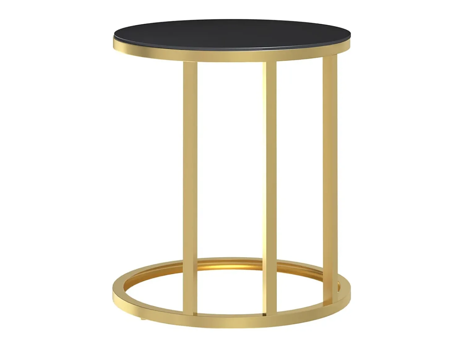 Sale vidaxl Mesa de apoio dourada e vidro temperado preto 45 cm Dourado