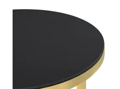 Sale vidaxl Mesa de apoio dourada e vidro temperado preto 45 cm Dourado