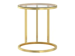 vidaxl Mesa de apoio dourada e vidro temperado transparente 45 cm^ Mesa De Apoio