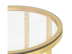 vidaxl Mesa de apoio dourada e vidro temperado transparente 45 cm^ Mesa De Apoio