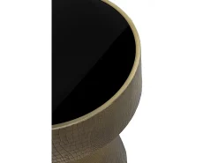 Mesa De Apoio| Mesa de apoio em metal e vidro preto Dourado