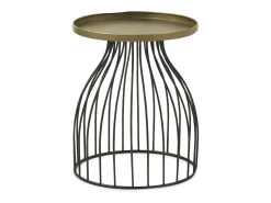 Hot Mesa de apoio em metal preto e tampo Dourado
