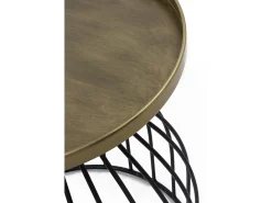 Hot Mesa de apoio em metal preto e tampo Dourado