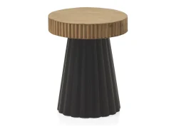Mesa De Apoio* Mesa de apoio em metal e madeira natural Preto