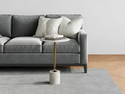 Mesa De Apoio|Vente-unique Mesa de apoio em mármore e metal e dourado - GIANINA Branco
