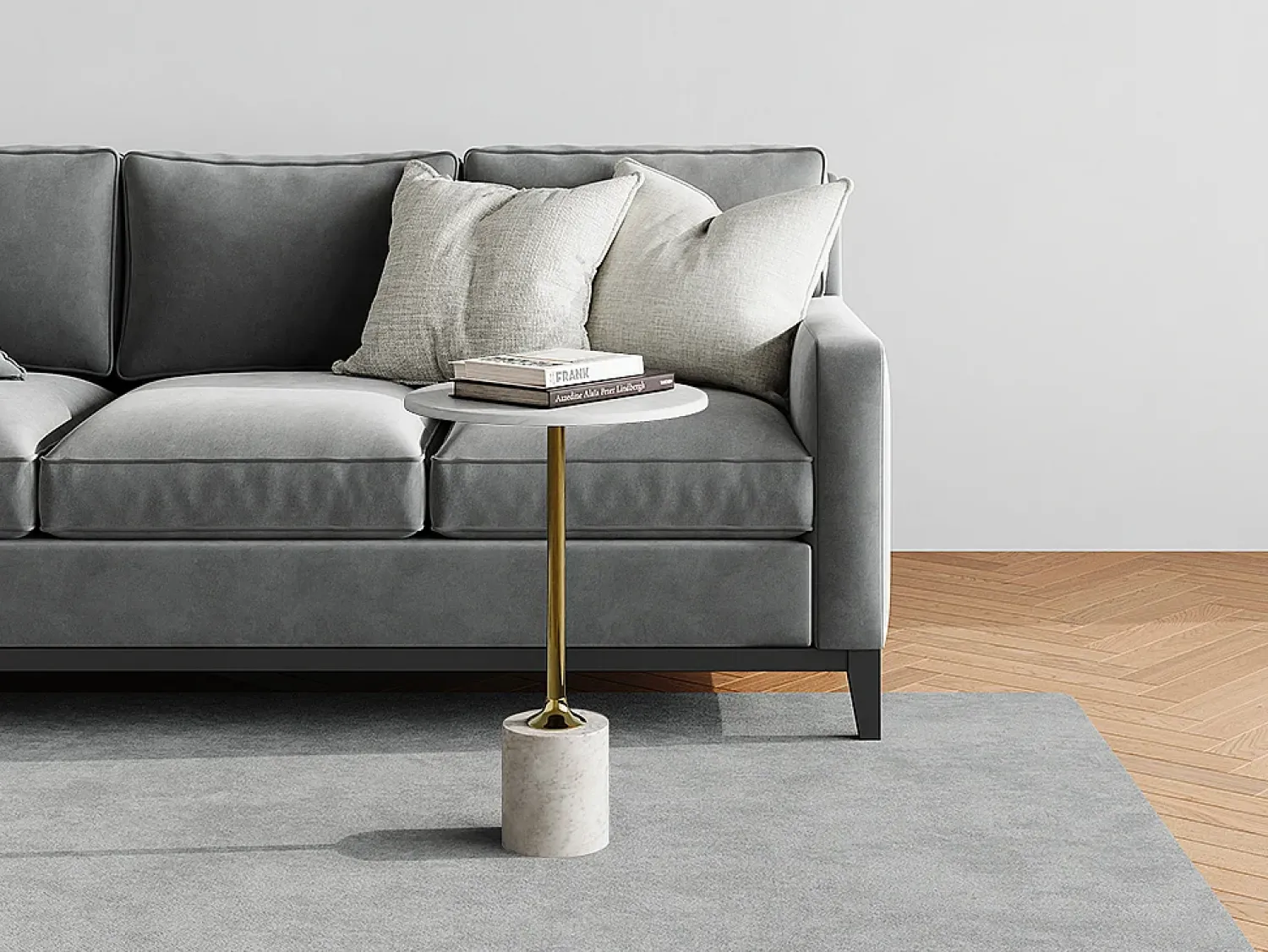 Mesa De Apoio|Vente-unique Mesa de apoio em mármore e metal e dourado - GIANINA Branco