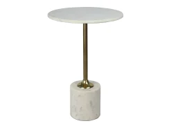 Mesa De Apoio|Vente-unique Mesa de apoio em mármore e metal e dourado - GIANINA Branco