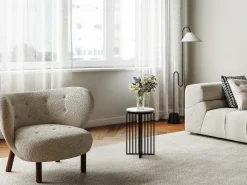 Vente-unique Mesa de apoio em mármore e metal branco e preto - LILEA^ Mesa De Apoio