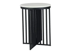 Vente-unique Mesa de apoio em mármore e metal branco e preto - LILEA^ Mesa De Apoio