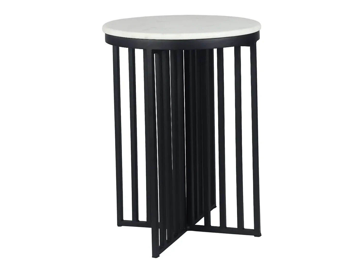 Vente-unique Mesa de apoio em mármore e metal branco e preto - LILEA^ Mesa De Apoio