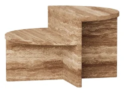 Mesa De Apoio| Mesa de apoio em travertino – nogueira – Swan Low Castanho