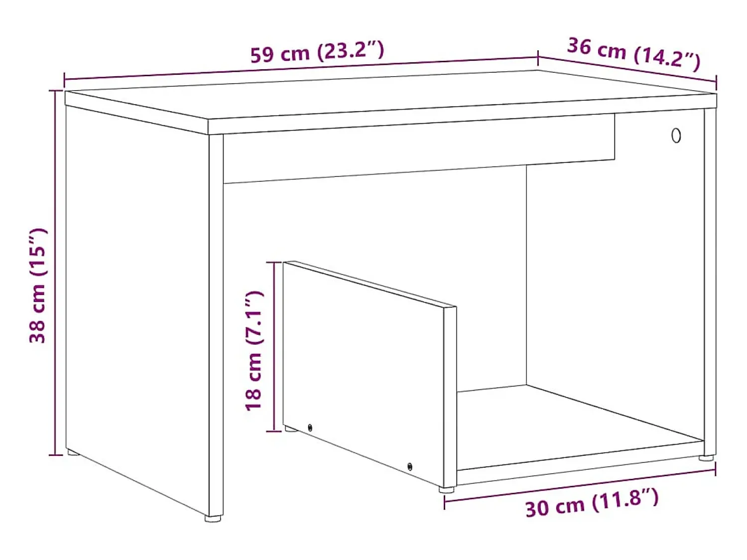 vidaxl Mesa de apoio madeira velha 59x36x38 cm madeira trabalhada^ Mesa De Apoio
