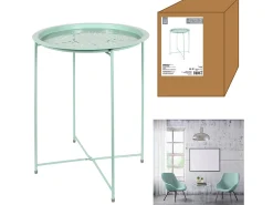 The Home Deco Factory Mesa de apoio redonda dobrável em metal água 47x60 cm, anti-UV e anti-ferrugem, para uso interno e externo^ Mesa De Apoio
