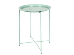 The Home Deco Factory Mesa de apoio redonda dobrável em metal água 47x60 cm, anti-UV e anti-ferrugem, para uso interno e externo^ Mesa De Apoio