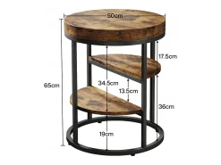 Tribesigns Mesa de apoio redonda, pequena mesa de apoio com 3 prateleiras de armazenamento, mesa de apoio industrial, mesa de cabeceira para o salão^ Mesa De Apoio