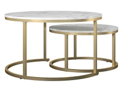 CosmoLiving by Cosmopolitan Mesa de apoio revestida a pó em metal amarelo^ Mesa De Centro