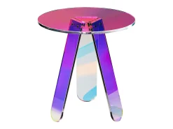 Mesa De Apoio* Mesa de Apoio SucceBuy Redonda Iridescente, Mesa de Apoio de Acrílico Transparente para Bebidas, Comida, Lanches na Sala, o Quarto Multicor