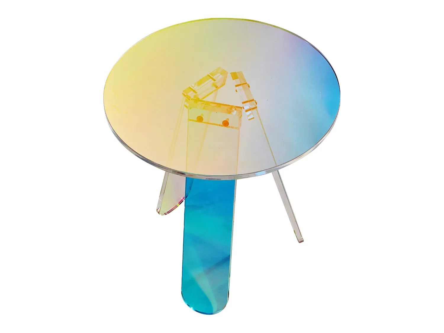 Mesa De Apoio* Mesa de Apoio SucceBuy Redonda Iridescente, Mesa de Apoio de Acrílico Transparente para Bebidas, Comida, Lanches na Sala, o Quarto Multicor