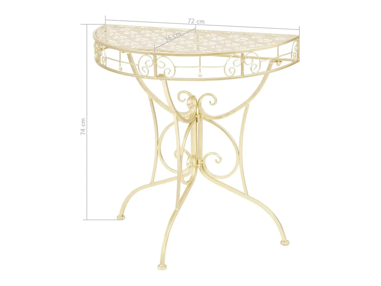 vidaxl Mesa de apoio vintage semicircular metal 72x36x74 cm^ Mesa De Apoio