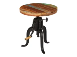 Clearance vidaxl Mesa de apoio 45x (45-62) cm madeira recuperada e ferro fundido Multicor