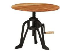 Hot vidaxl Mesa de apoio 60x(42-62) cm acácia maciça e ferro fundido Castanho