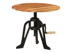 Hot vidaxl Mesa de apoio 60x(42-62) cm acácia maciça e ferro fundido Castanho