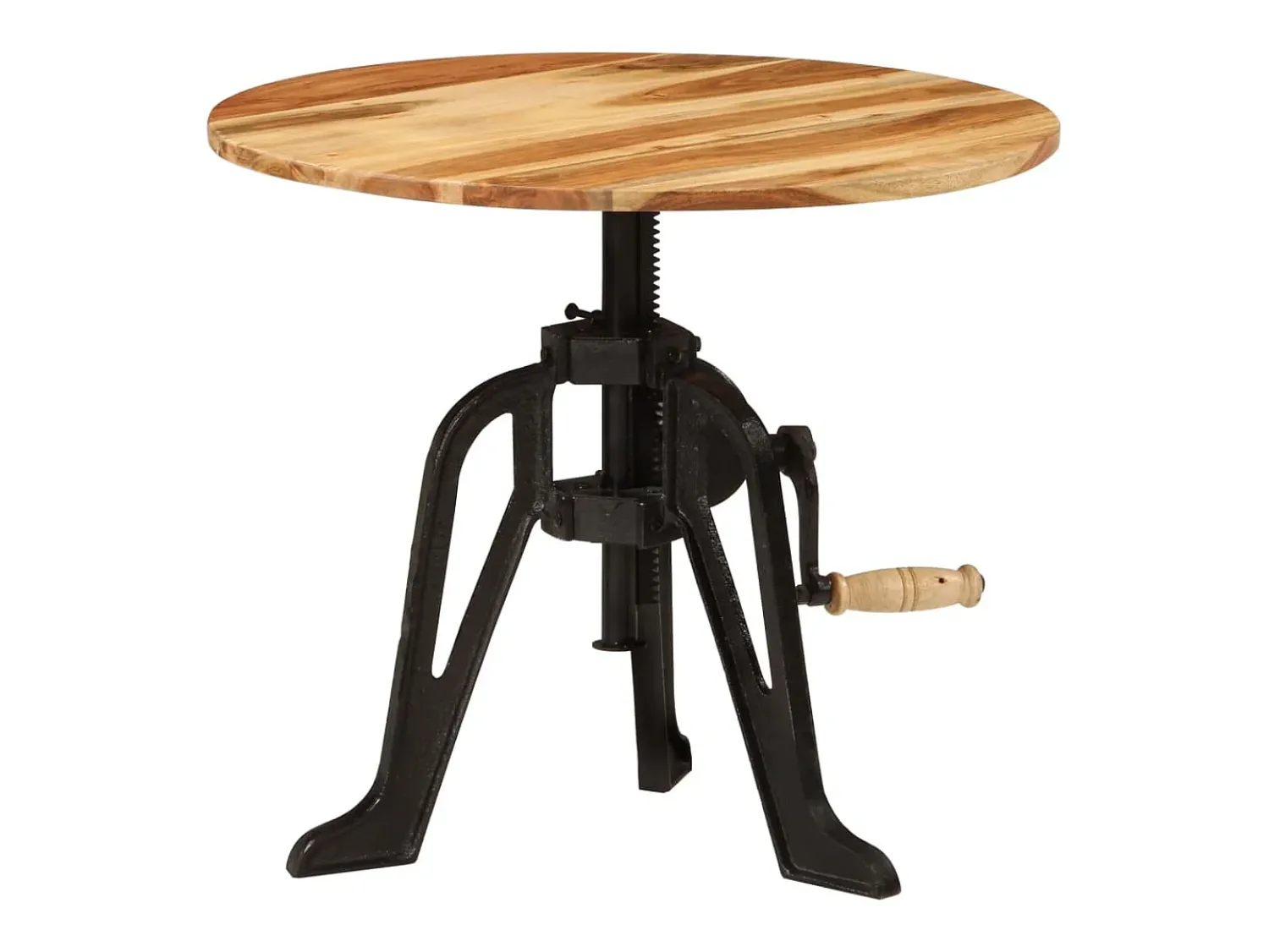 Hot vidaxl Mesa de apoio 60x(42-62) cm acácia maciça e ferro fundido Castanho