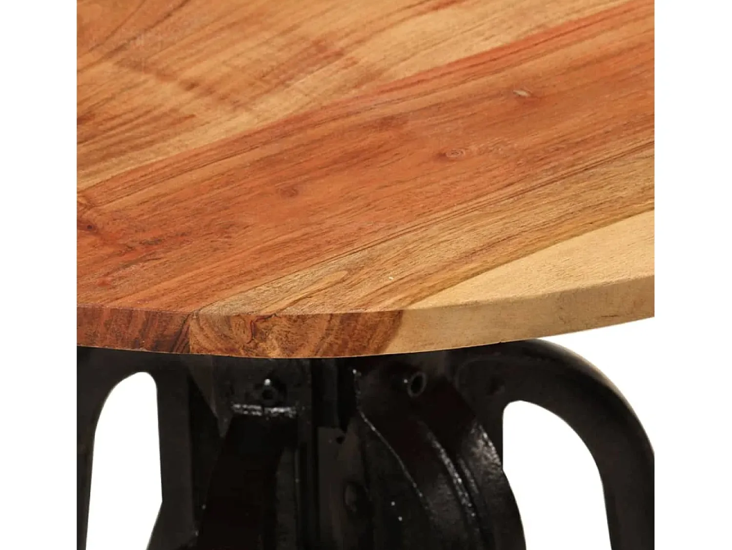 Hot vidaxl Mesa de apoio 60x(42-62) cm acácia maciça e ferro fundido Castanho